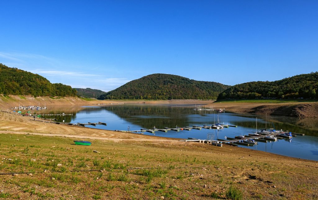 Reservoir with low water level